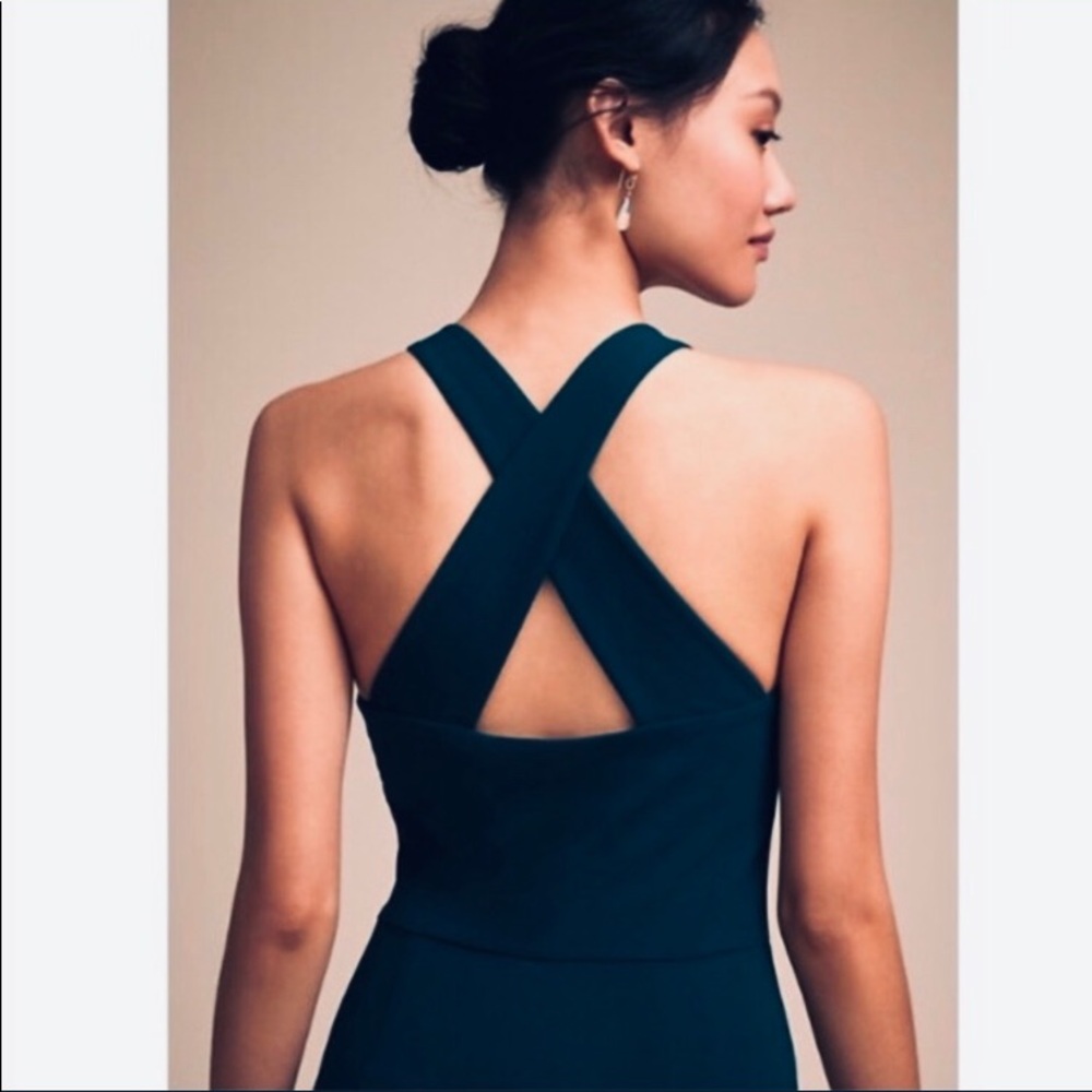 BHLDN klara Long all lined dress Navy blue NWOT - Picture 3 of 8